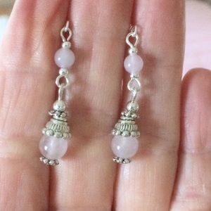 Rose quartz dangle earrings